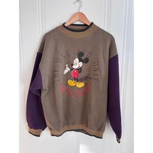 Vintage Genius Graphic Mickey Mouse Crewneck Sweatshirt 90's Size Medium Disney